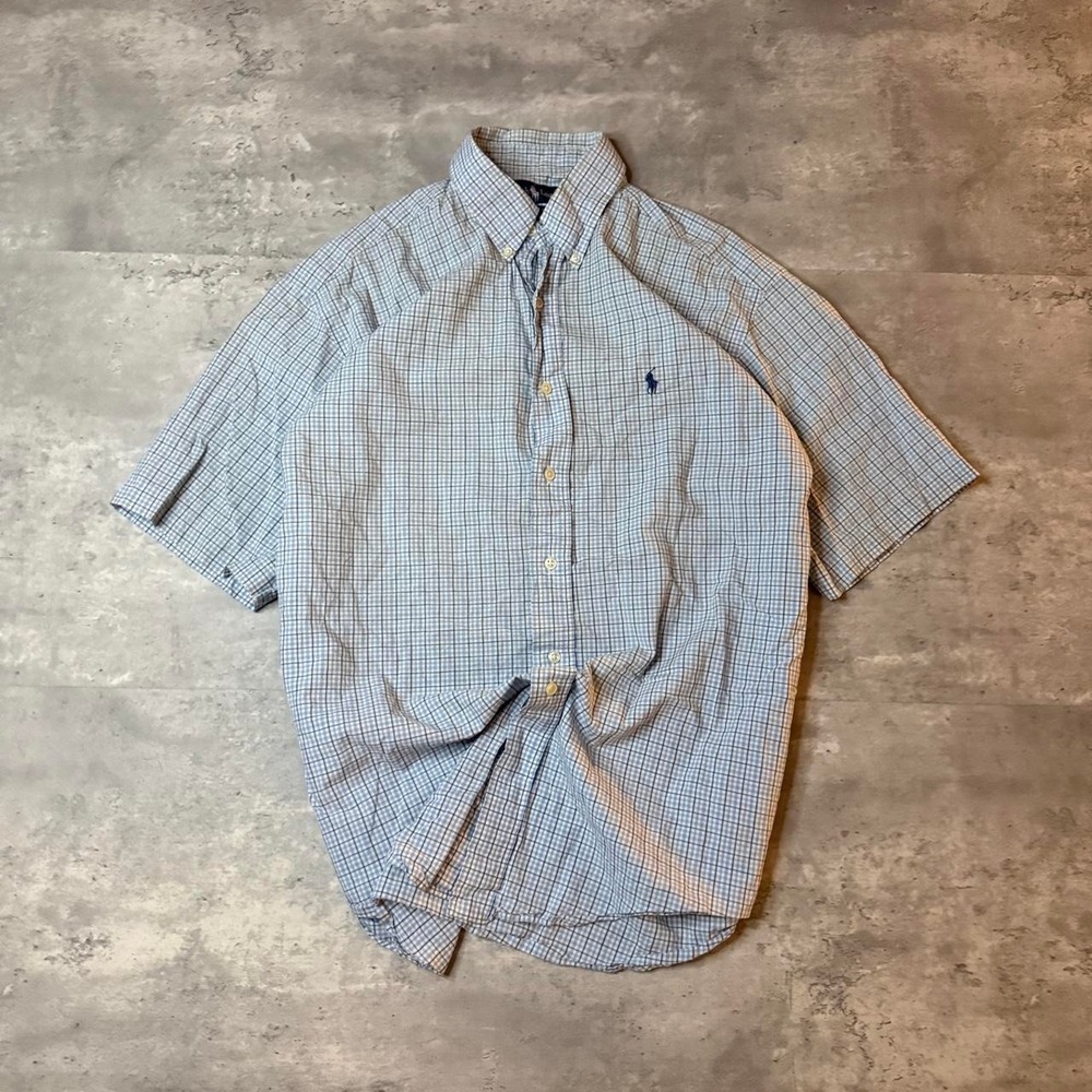 Grunge 2000s Relaxed Boxy Plaid Polo Ralph Lauren Clean Y2K Button Down Shirt